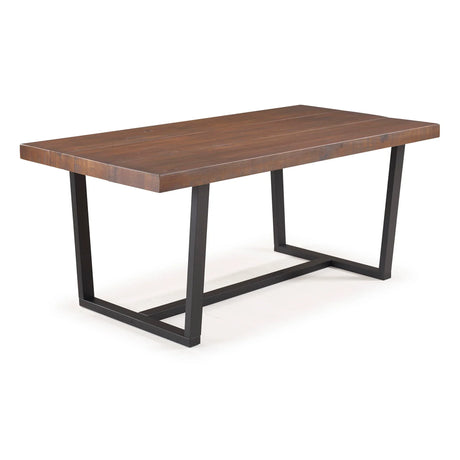 Modern Distressed Solid Wood And Metal Open Frame Dining Table - Furniture Home Direct