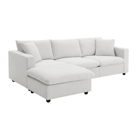 Modern Sectional Sofa With Throw Pillows, Cloud L Shaped Couch Set With Wide 4 Seat Comfy Couch Set With Movable Ottoman - Furniture Home Direct