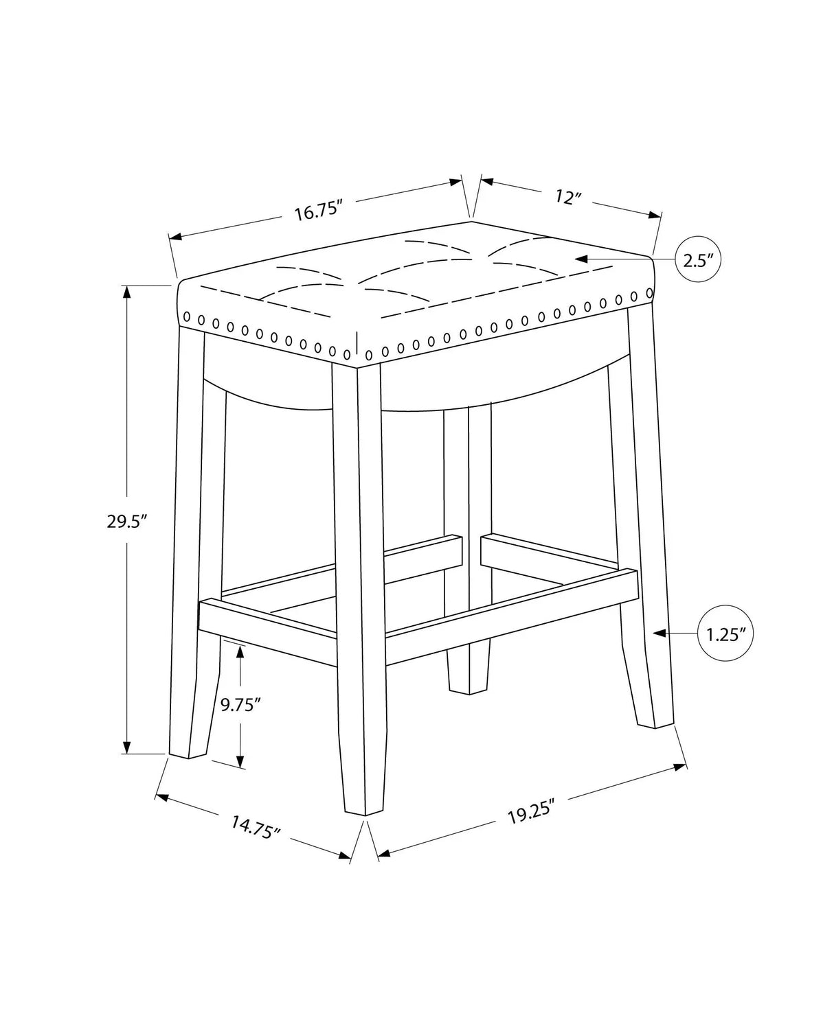 Comfortable Bar Stool, Bar Height, Saddle Seat, Transitional (Set of 2) - Furniture Home Direct