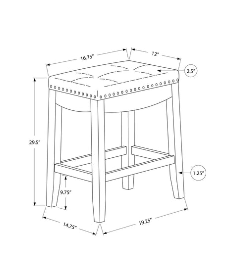 Comfortable Bar Stool, Bar Height, Saddle Seat, Transitional (Set of 2) - Furniture Home Direct