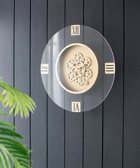 Round Moving Gear Roman Numeral Clock - Multicolor - Furniture Home Direct