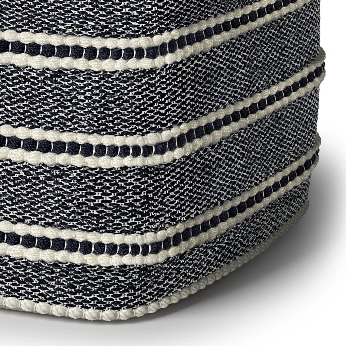 Corrie - Square Woven Outdoor / Indoor Pouf - Navy / White - Furniture Home Direct