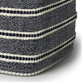 Corrie - Square Woven Outdoor / Indoor Pouf - Navy / White - Furniture Home Direct