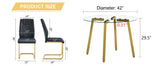 Dining Set Round Glass Table Six Faux Leather Chairs Black - Furniture Home Direct