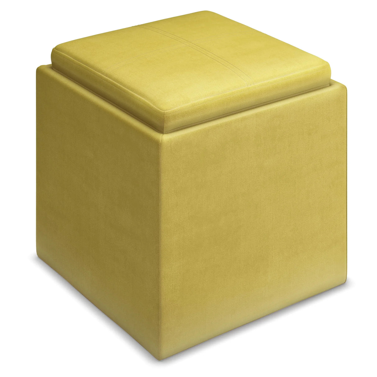 Rockwood - Upholstered Cube Storage Ottoman With Tray - Furniture Home Direct