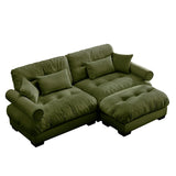 Modern Sectional Sofa With Ottoman, Round Bolster Armrests, Waist And Throw Pillows - Furniture Home Direct