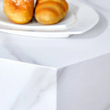 Coffee Table Marble-Effect Cube Geometric Design White - Furniture Home Direct