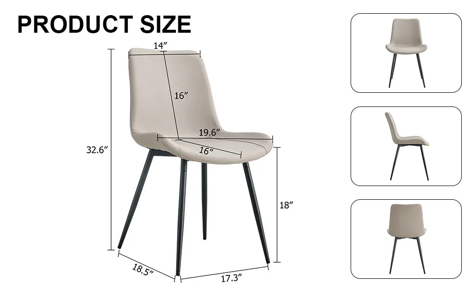 Dining Chairs Faux Leather Set Of 6 Modern Light Gray - Furniture Home Direct