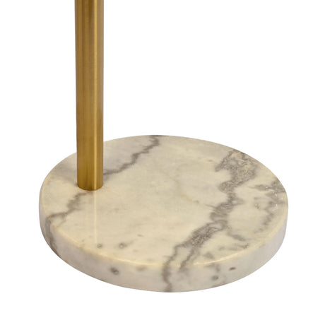 Oasis - Long Arm Gold Adjustable Floor Lamp With Round Marble Base - Gold / White Marble - Furniture Home Direct