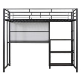Metal Loft Bed With Desk, 3 Shelves And Ladder - Furniture Home Direct