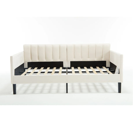 Elena - Boucle Upholstered Daybed, Ribbed Tufted Backrest - Furniture Home Direct
