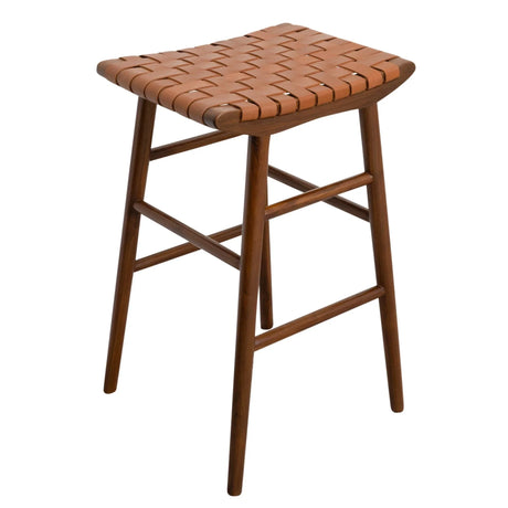 Maya - Genuine Leather Stool - Rustic / Tan - Furniture Home Direct