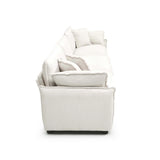 3 Piece Living Room Set with Soft Cushions and Pillows in Corduroy Fabric - Off White - Furniture Home Direct