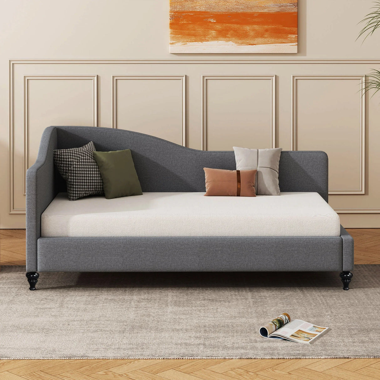 Modern L Shaped Linen Daybed With Legs - Furniture Home Direct