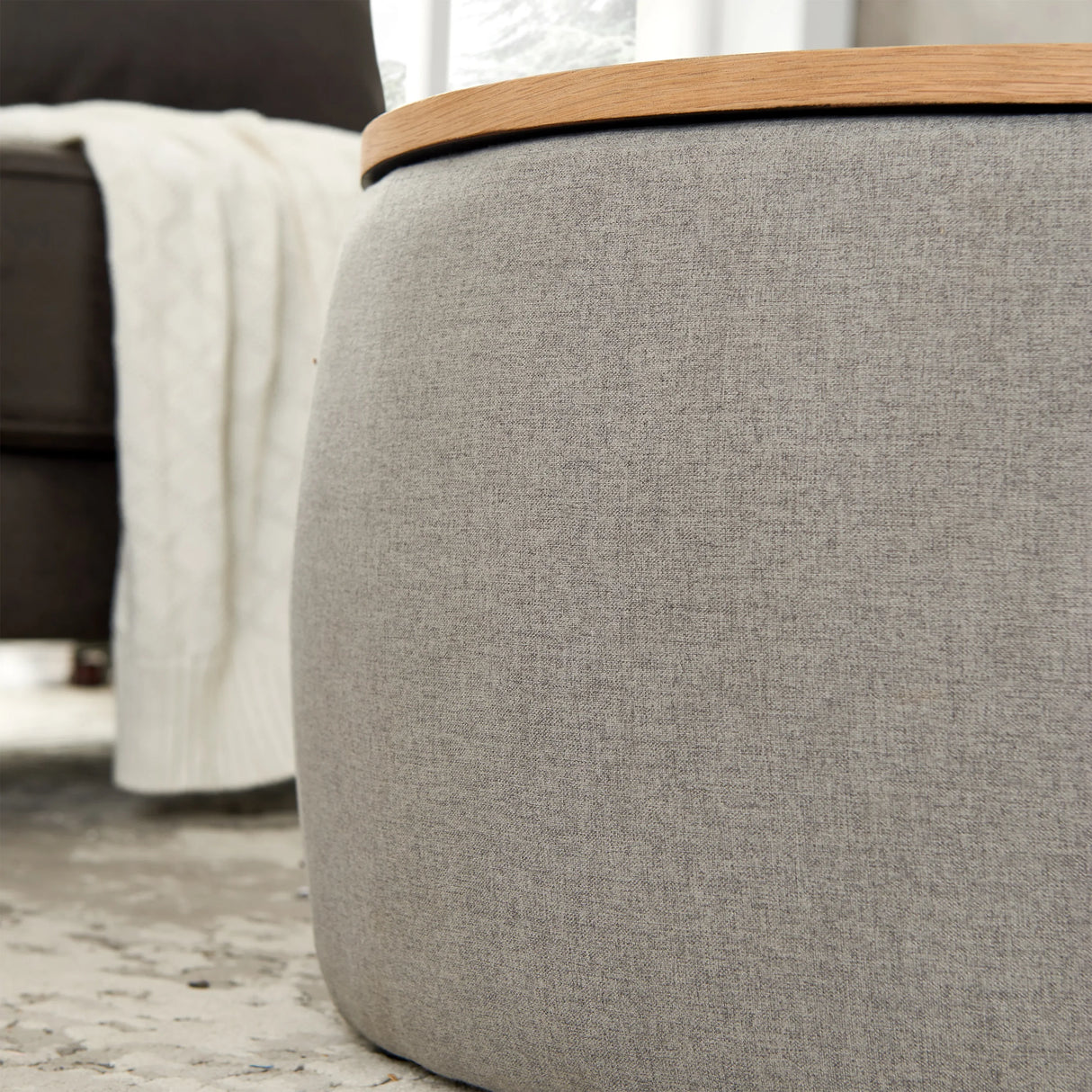 Round Storage Coffee Table - Grey - Furniture Home Direct
