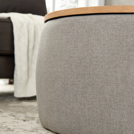 Round Storage Coffee Table - Grey - Furniture Home Direct