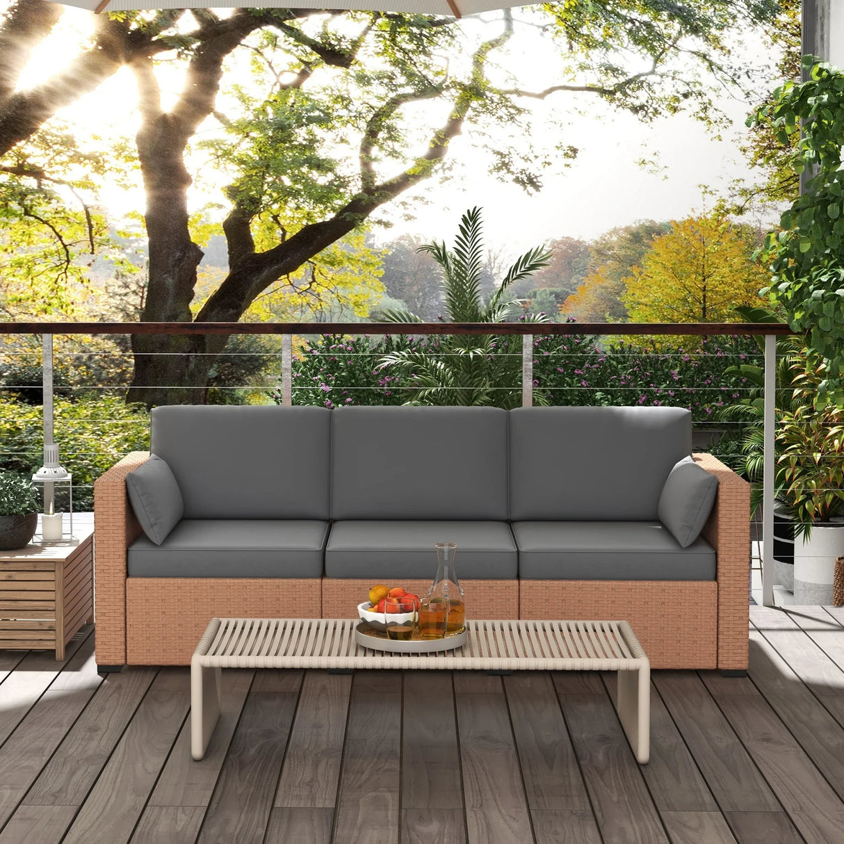 Outdoor Wicker Sofa - Gray - Furniture Home Direct