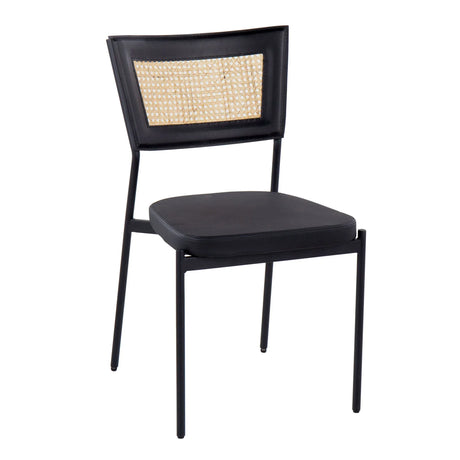 Tania - Contemporary Dining Chair (Set of 2) - Black / Rattan Back - Furniture Home Direct