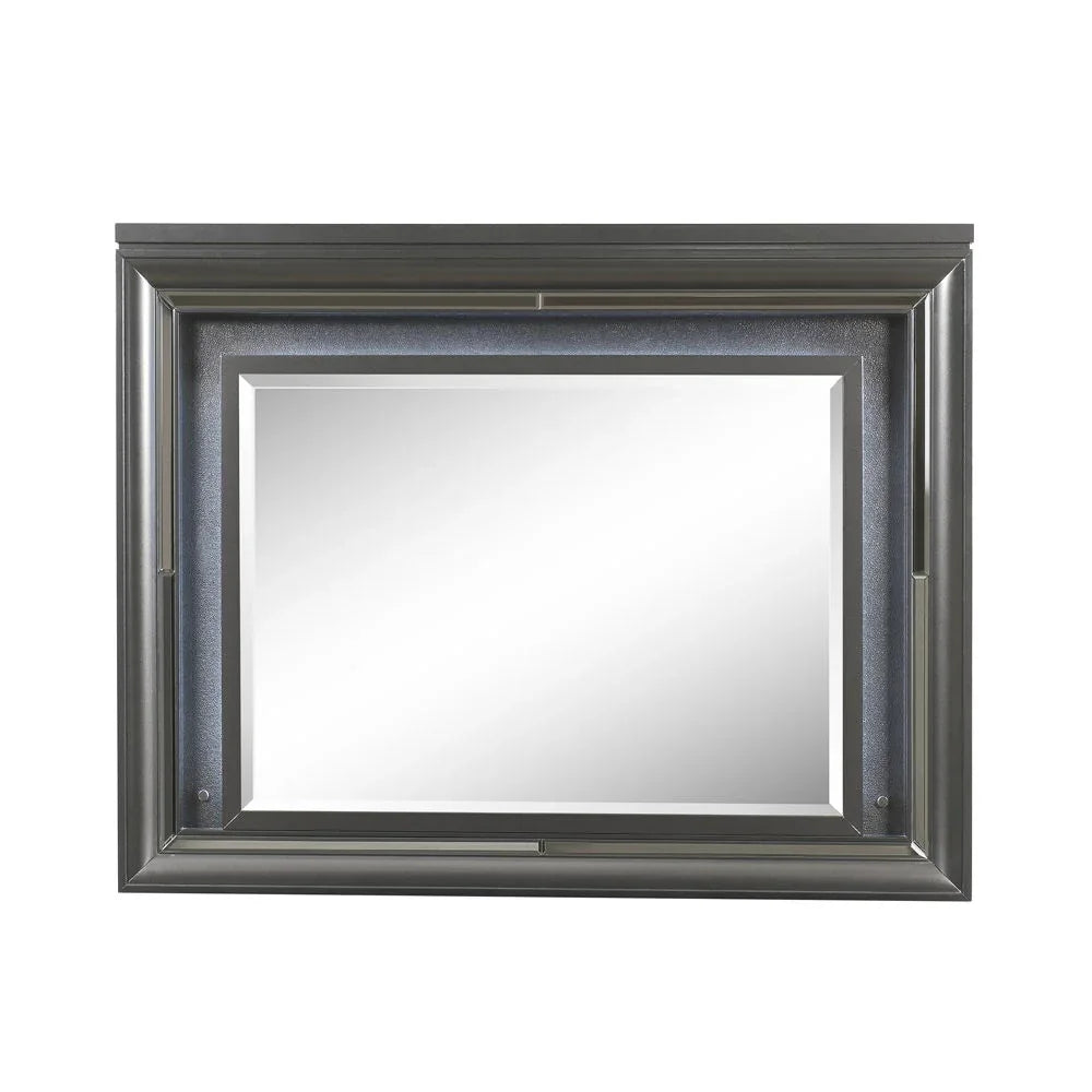 Sawyer - Metallic Mirror With LED - Gray - Furniture Home Direct