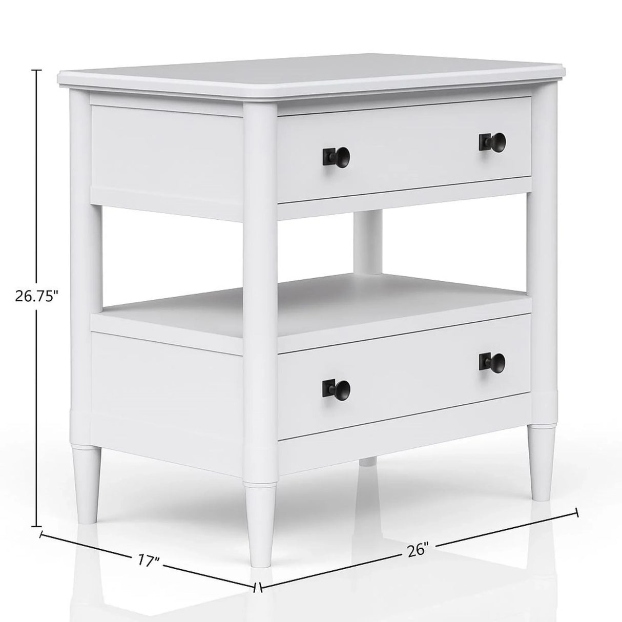 Open Nightstand With 2 Drawers - Furniture Home Direct
