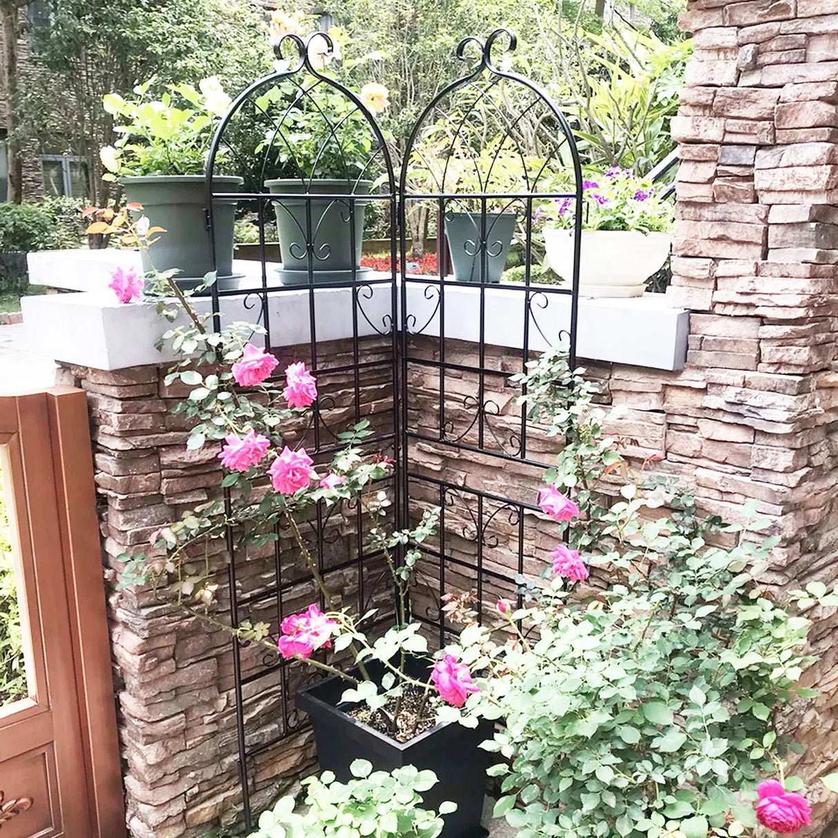 Metal Garden Rustproof Trellis For Climbing Plants Outdoor Flower Support - Furniture Home Direct