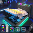 Twin Upholstered Bed 360 Surround LED Lighting USB C Gray - Furniture Home Direct