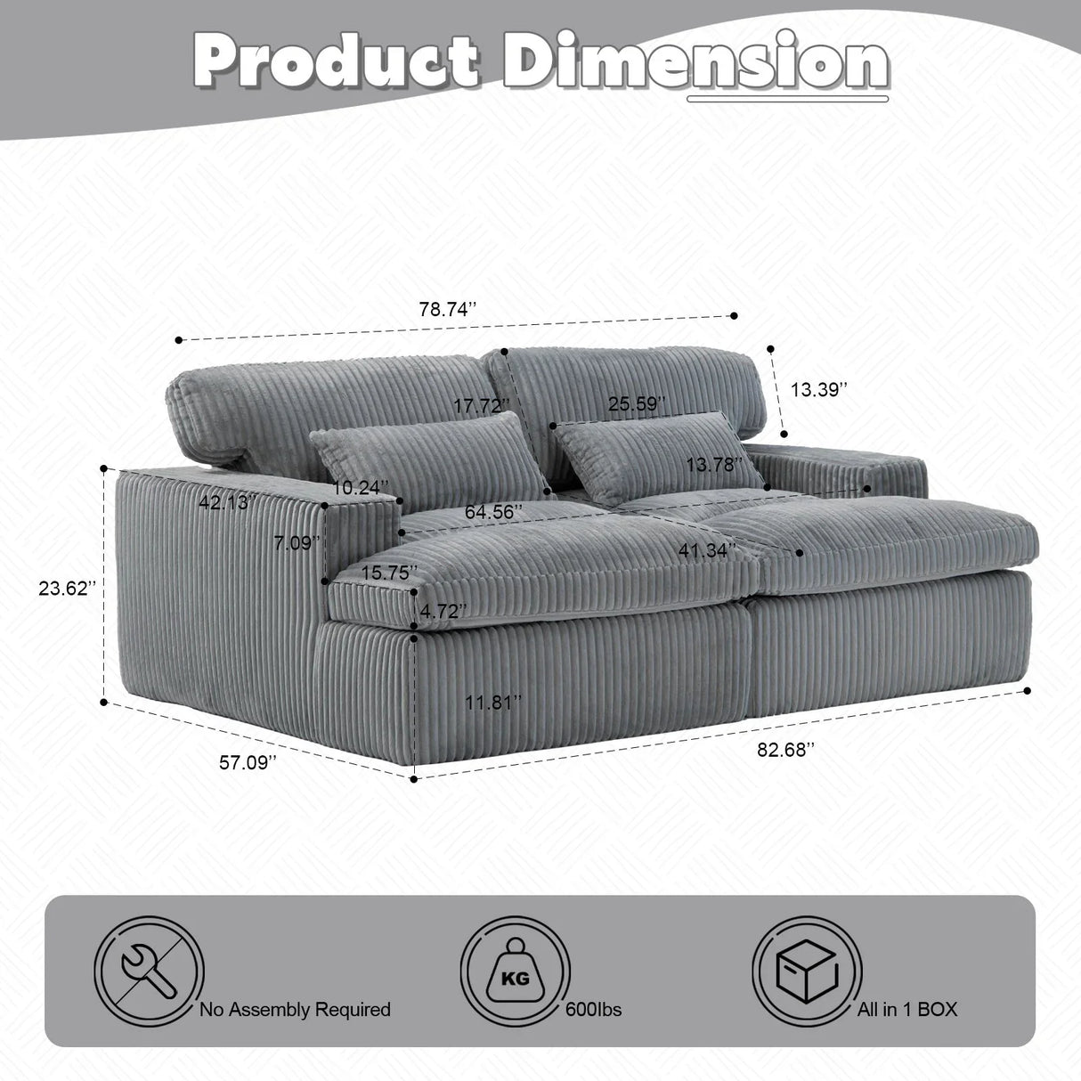 Double Chaise Lounge Chair, Oversized Upholstered Sleeper Cloud Couch - Furniture Home Direct