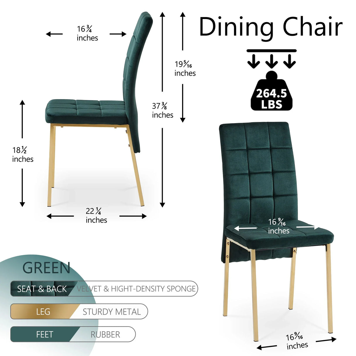 Velvet High Back Nordic Dining Chair Modern Chair With Golden Color Legs - Furniture Home Direct