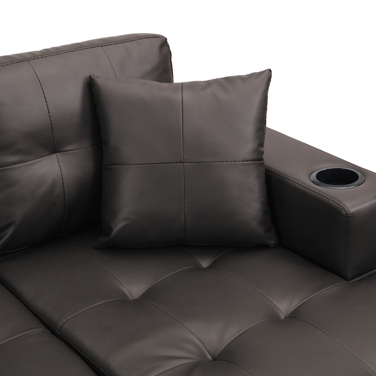 Sectional Sofa Left Chaise Faux Leather Chocolate Brown - Furniture Home Direct