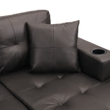 Sectional Sofa Left Chaise Faux Leather Chocolate Brown - Furniture Home Direct