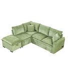 Convertible Sofa Bed Sectional Sofa Sleeper L-Shaped Sofa With A Storage Ottoman, Two Pillows, Two Power Sockets And Two USB Ports For Living Room - Furniture Home Direct