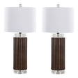 Cylinder - Fluted Contemporary Table Lamp (Set of 2) - Brown / Clear / White - Furniture Home Direct