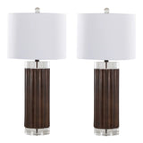 Cylinder - Fluted Contemporary Table Lamp (Set of 2) - Brown / Clear / White - Furniture Home Direct