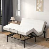 Zero Clearance Adjustable Bed Base Frame With Quiet Motor And Dual USB Ports, Queen Size - Black - Furniture Home Direct