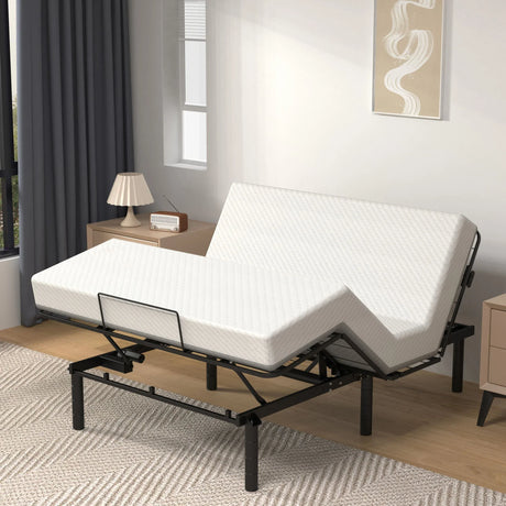 Zero Clearance Adjustable Bed Base Frame With Quiet Motor And Dual USB Ports, Queen Size - Black - Furniture Home Direct