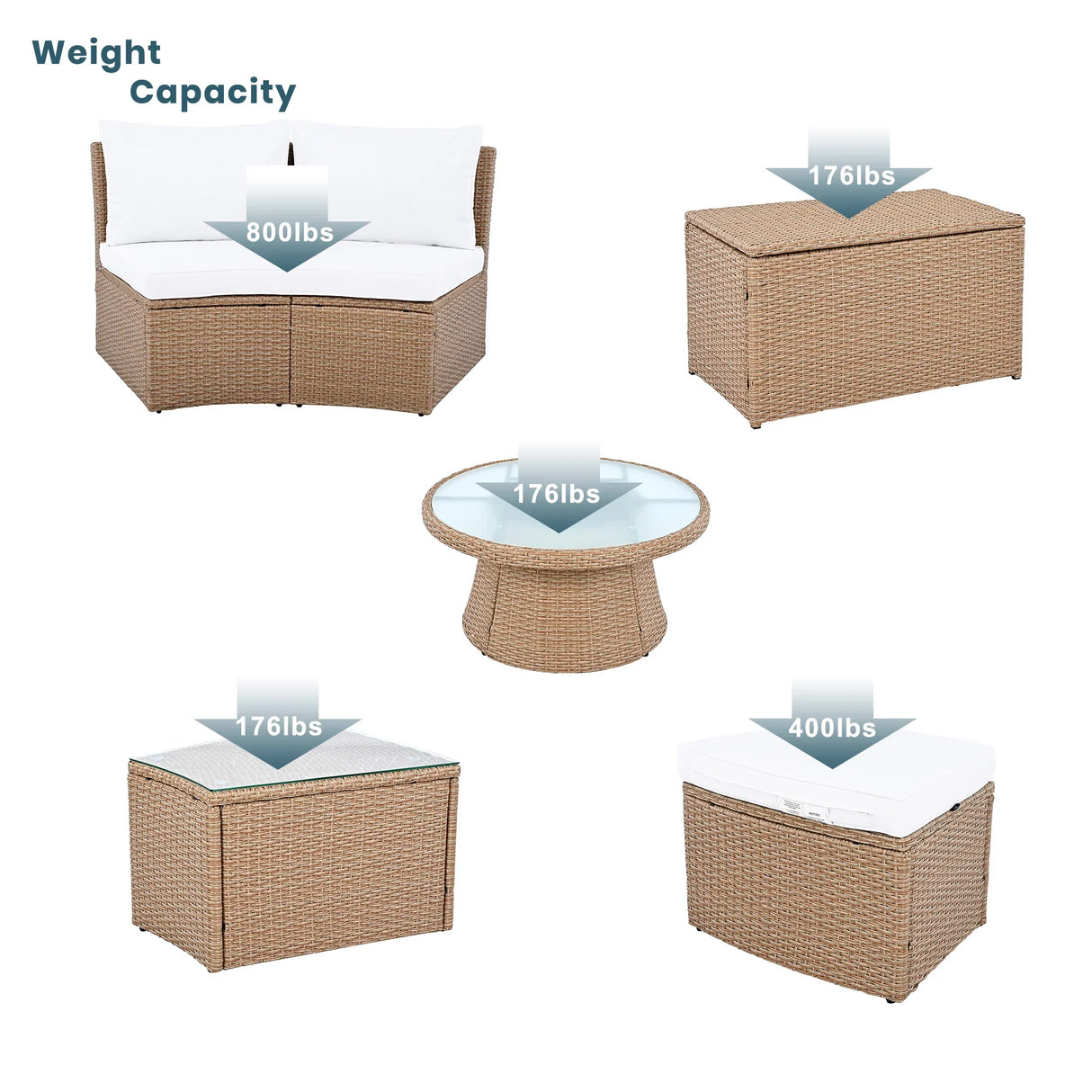 Semi-Circle Outdoor Sectional Set - Furniture Home Direct