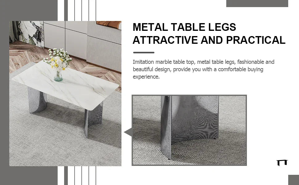 Dining Set 7 Piece Marble Top Table And Chairs White - Furniture Home Direct