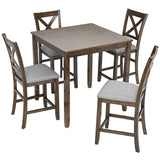 5 Piece Dining Table Set, Wooden Dining Square Table Set For 4 - Furniture Home Direct