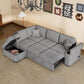 Sleeper Sectional Sofa, L-Shape Corner Couch Sofa Bed With Storage Ottoman & Hidden Arm Storage & USB Charge For Living Room Apartment - Furniture Home Direct