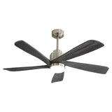 Modern Ceiling Fan With Dimmable LED Light 5 Solid Wood Blades Remote Control Reversible Dc Motor With Smart App Control - Nickel - Furniture Home Direct
