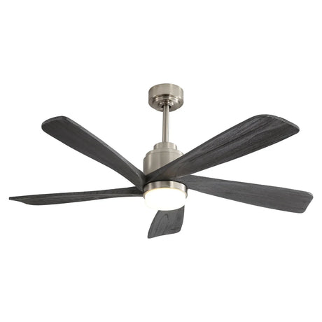 Modern Ceiling Fan With Dimmable LED Light 5 Solid Wood Blades Remote Control Reversible Dc Motor With Smart App Control - Nickel - Furniture Home Direct