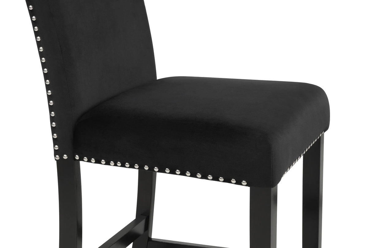 Counter Height Dining Set Faux Marble Velvet Chairs Black - Furniture Home Direct