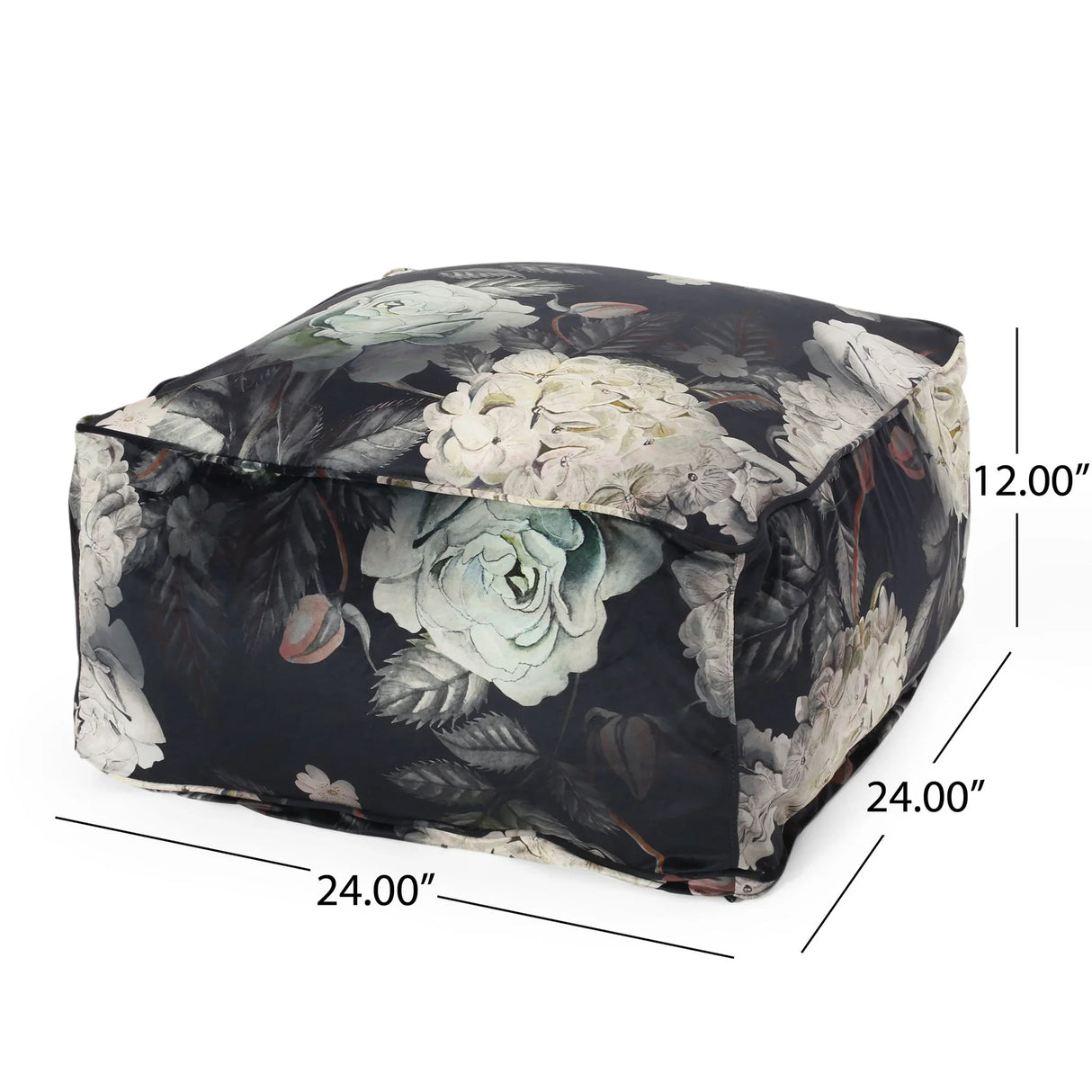 Hazel - Large Square Pouf With Flower Print - Furniture Home Direct