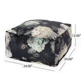 Hazel - Large Square Pouf With Flower Print - Furniture Home Direct