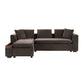 Modern L Shaped Sectional Sofa With Chenille Upholstery And Wooden Storage - Furniture Home Direct