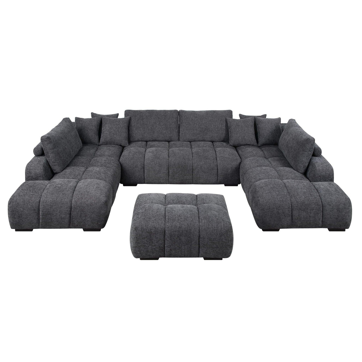 Chosen - Sectional Sofa With Toss Pillows With 2 Chaises With Ottoman - Gray - Furniture Home Direct