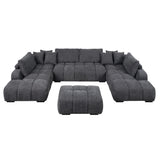 Chosen - Sectional Sofa With Toss Pillows With 2 Chaises With Ottoman - Gray - Furniture Home Direct