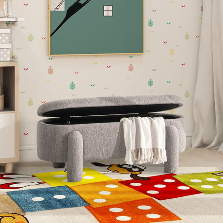 Hugo - Oval Fully Upholstered Storage Bench - Furniture Home Direct