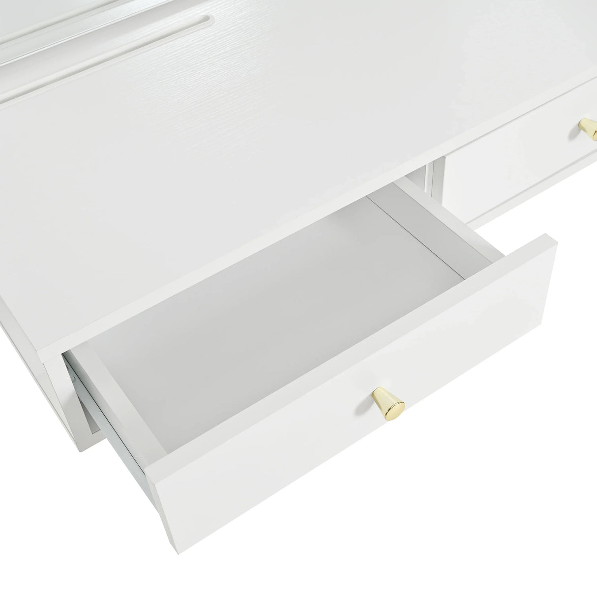 Floating Vanity Desk With Lighted Mirror And Drawers White - Furniture Home Direct