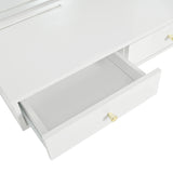 Floating Vanity Desk With Lighted Mirror And Drawers White - Furniture Home Direct